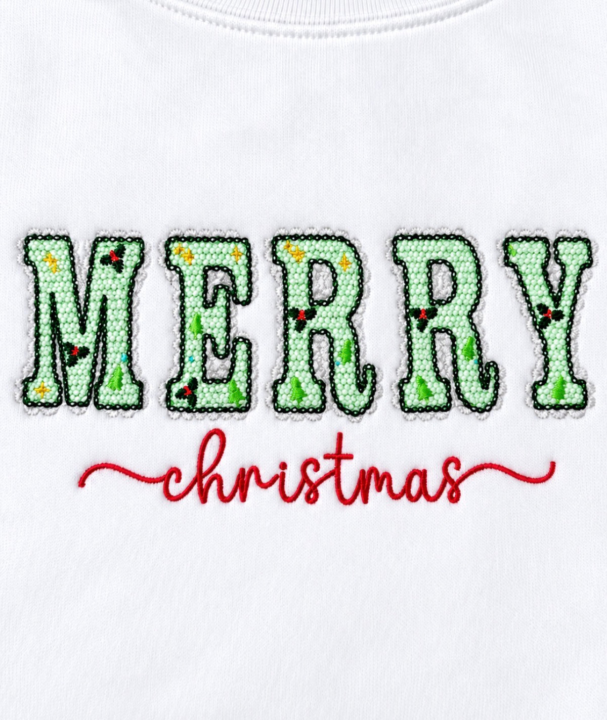 Merry Christmas Embroidered Crewneck