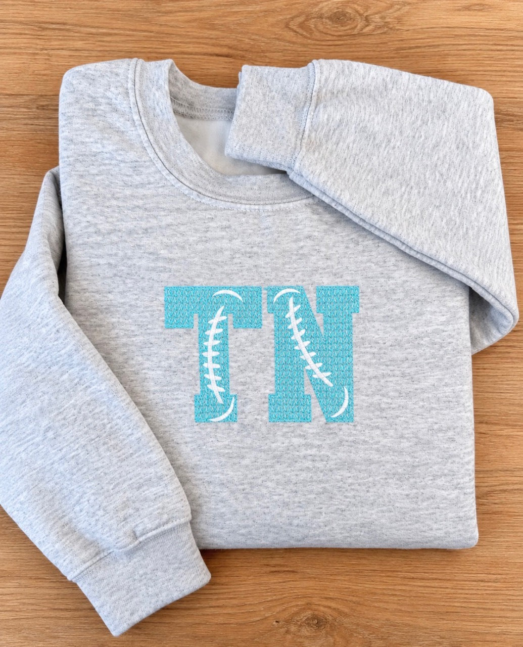 Light Blue TN Football Embroidered Crewneck