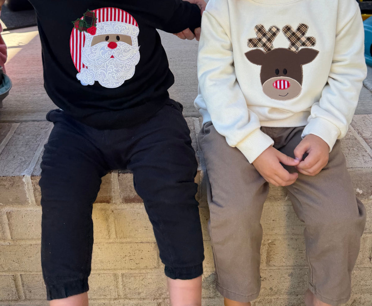 Personalized Reindeer Appliqué Toddler Crewneck