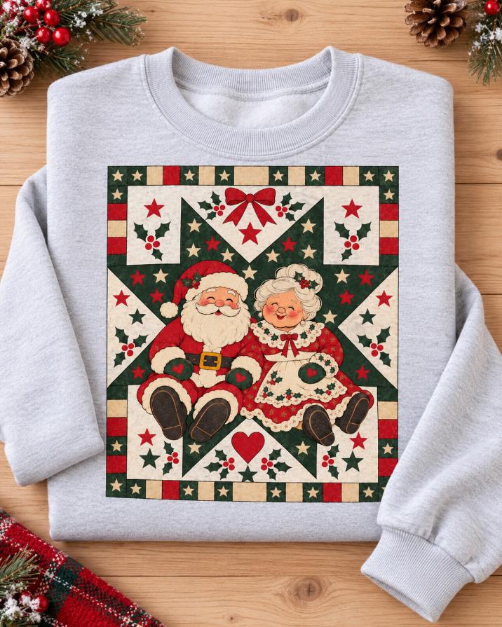 Santa and Mrs Claus quilt design detail