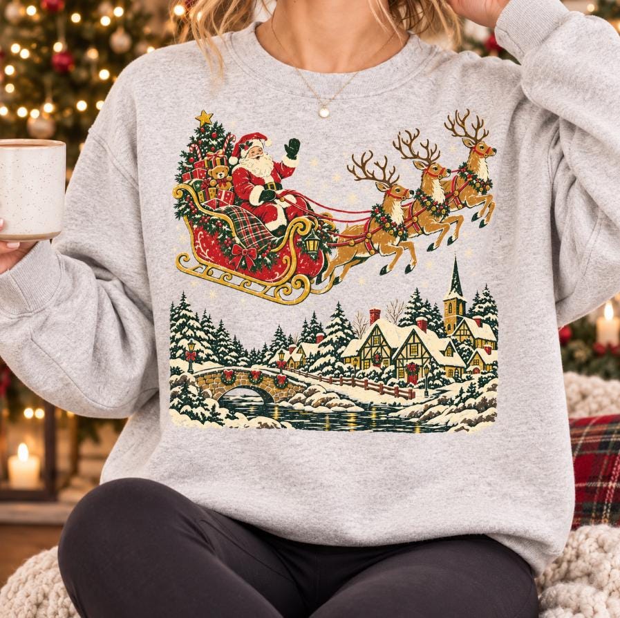 Santa sleigh sweatshirt color options