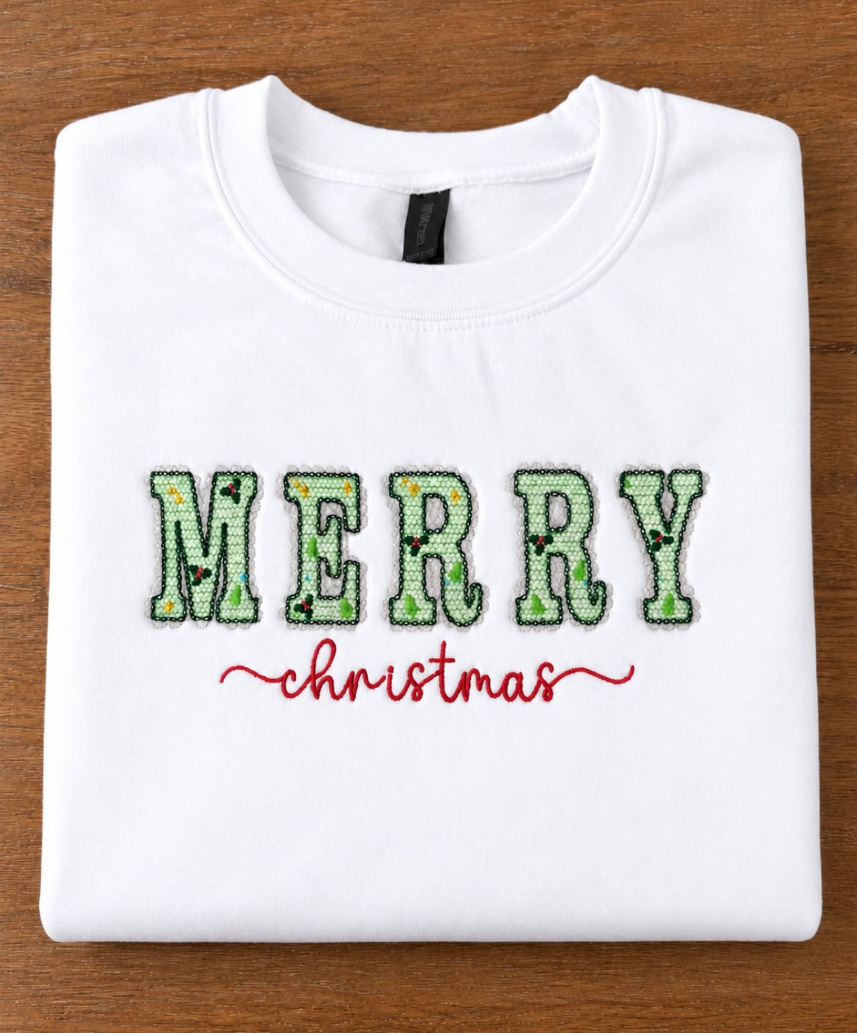 Merry Christmas Embroidered Crewneck