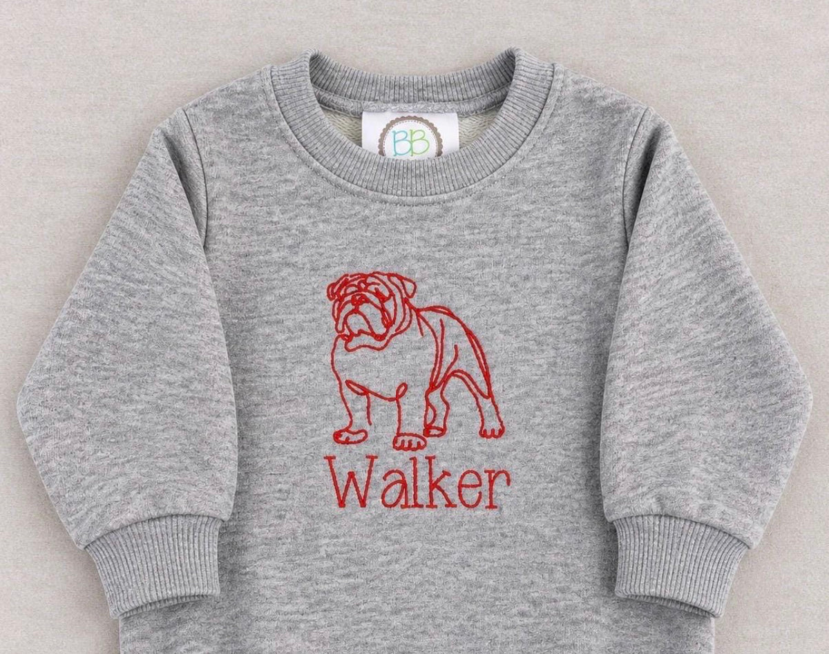 Embroidered Bulldog Toddler Crewneck Sweatshirt