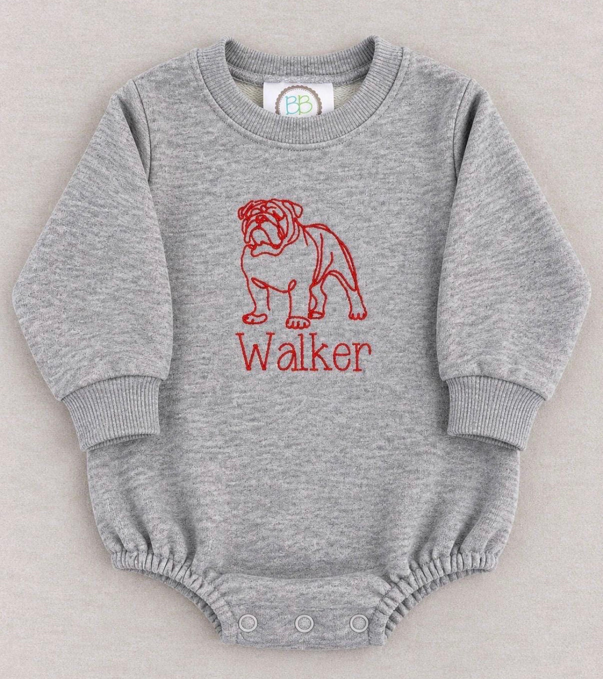 Embroidered Bulldog Baby Bubble Romper Sweatshirt
