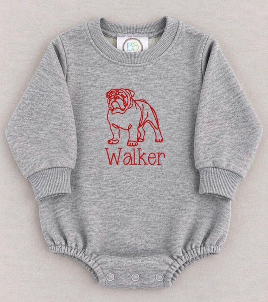 Embroidered Bulldog Baby Bubble Romper Sweatshirt