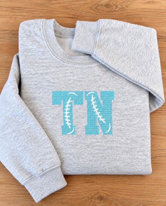 Light Blue TN Football Embroidered Crewneck