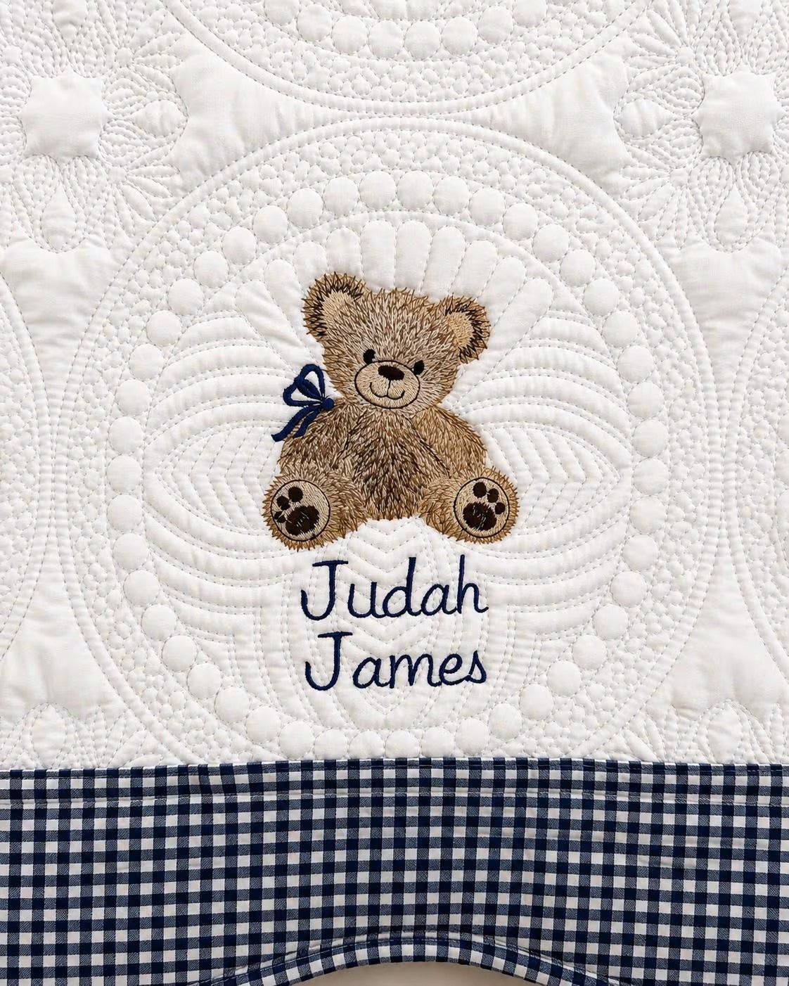 Personalized Teddy Bear Baby Quilt