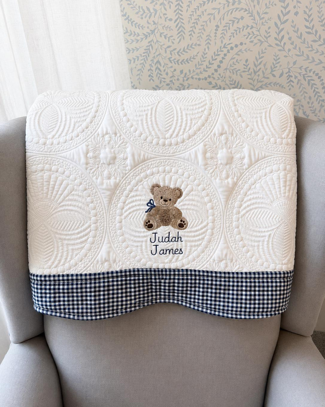Personalized Teddy Bear Baby Quilt