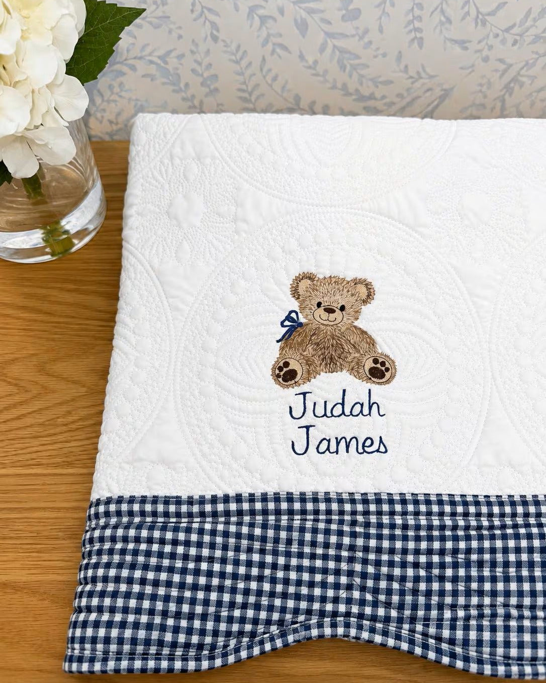 Personalized Teddy Bear Baby Quilt