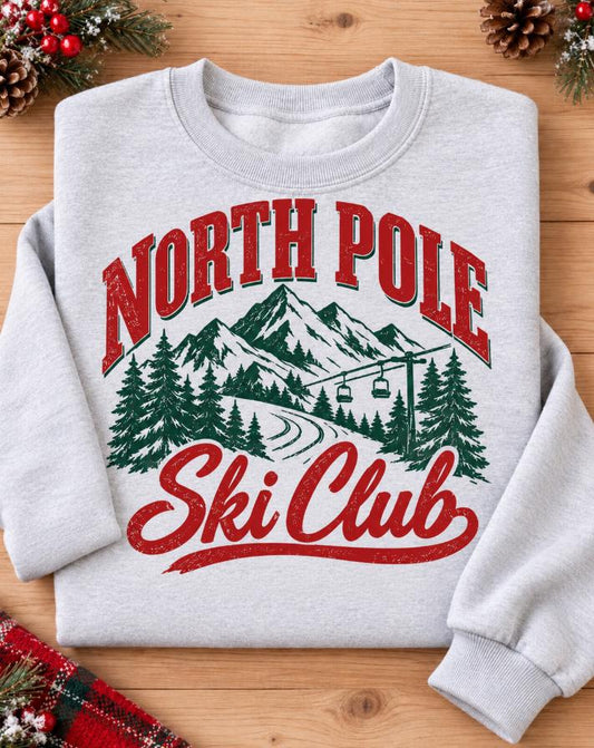North Pole Ski Club retro Christmas crewneck sweatshirt