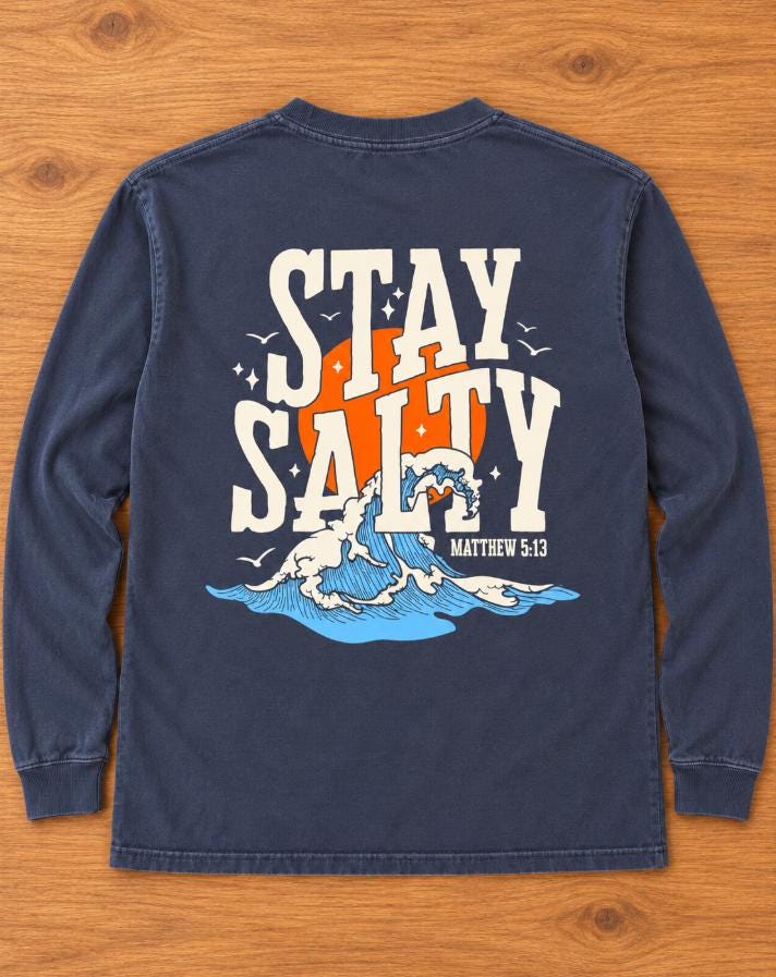 Stay Salty Long Sleeve Shirt in Navy