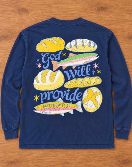 God Will Provide Long Sleeve Shirt in True Navy