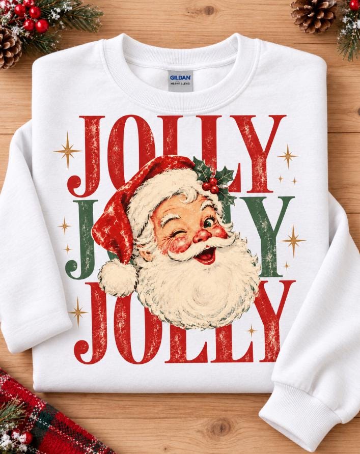 Jolly winking Santa vintage Christmas crewneck sweatshirt