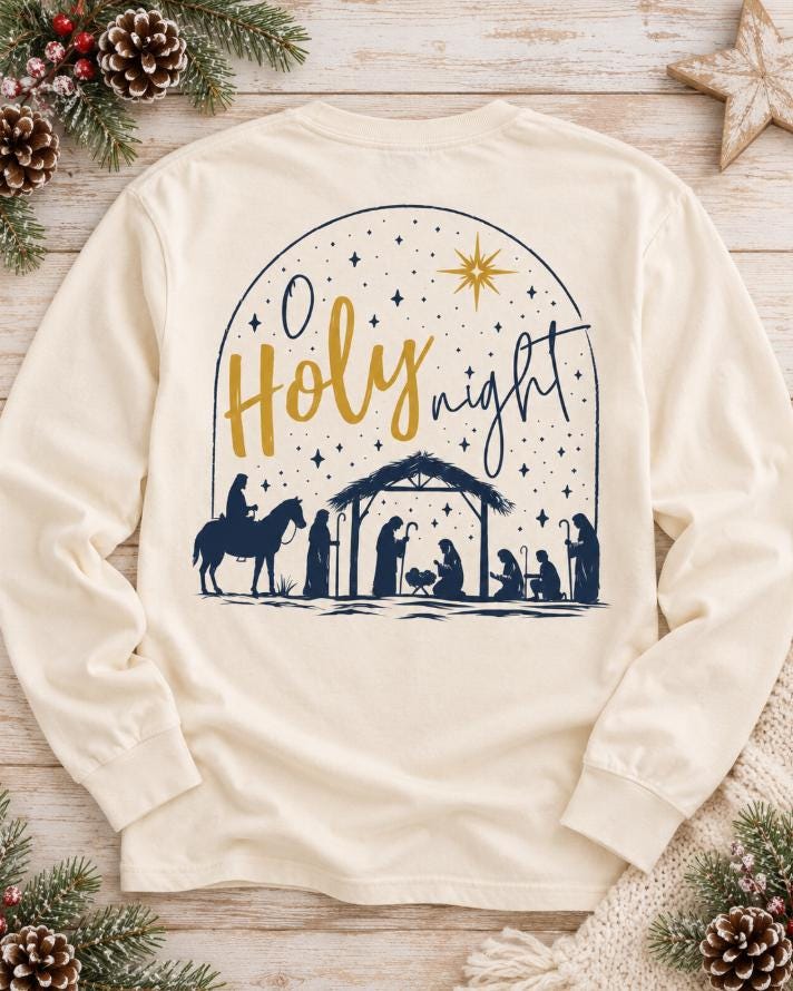 O Holy Night nativity tee color options