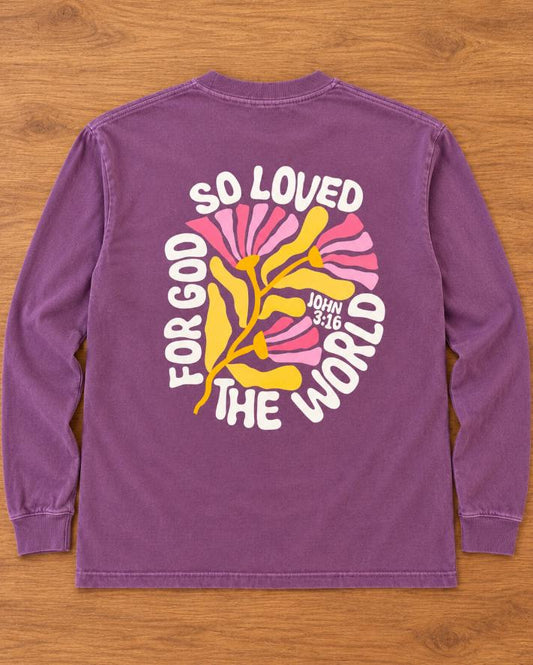 For God So Loved the World Long Sleeve Shirt in Berry