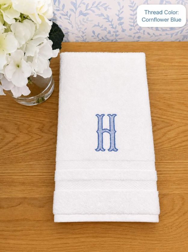 Custom Embroidered Monogram Hand Towel